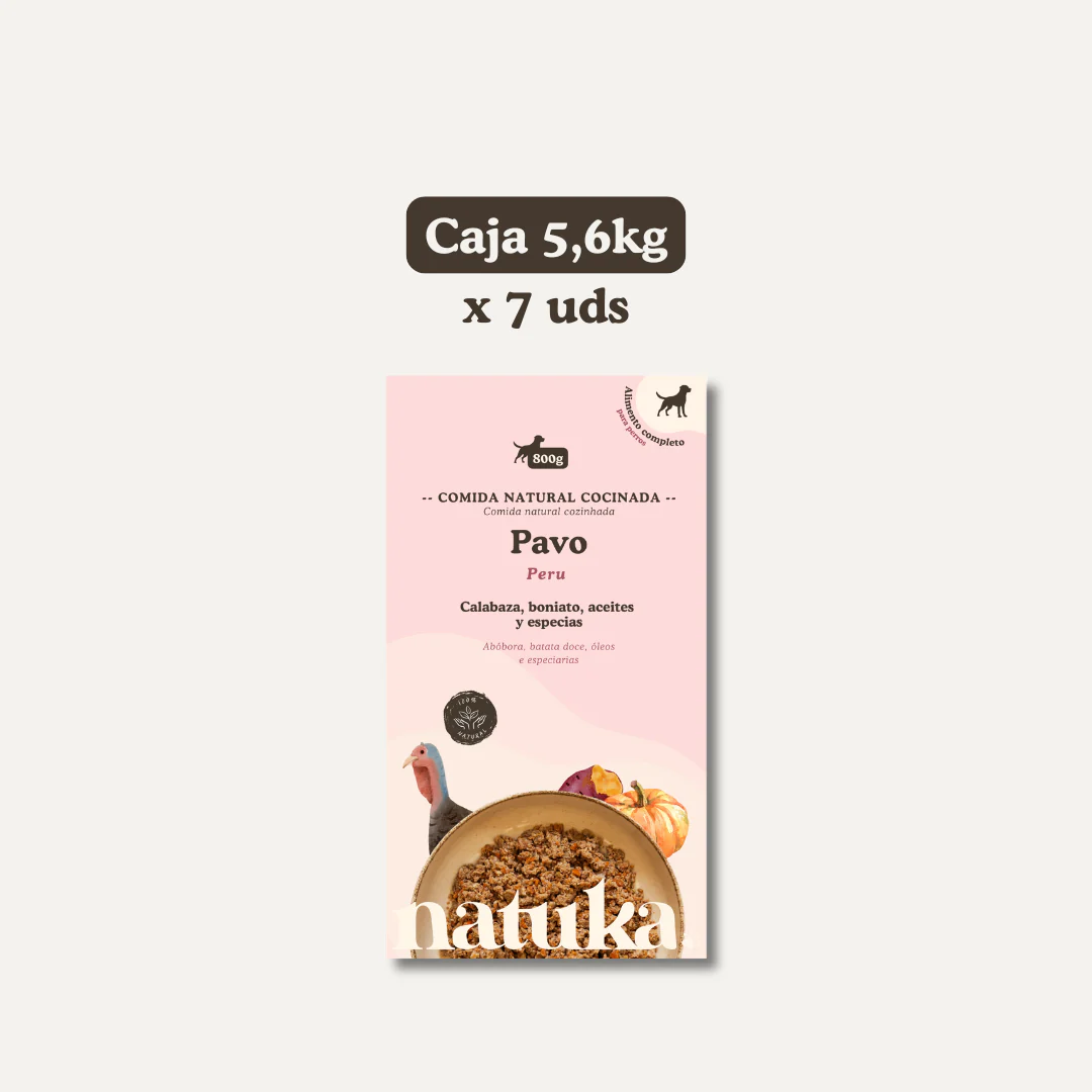 Menú COCINADO de pavo para perros CAJA 5,6Kg (7x 800GR)