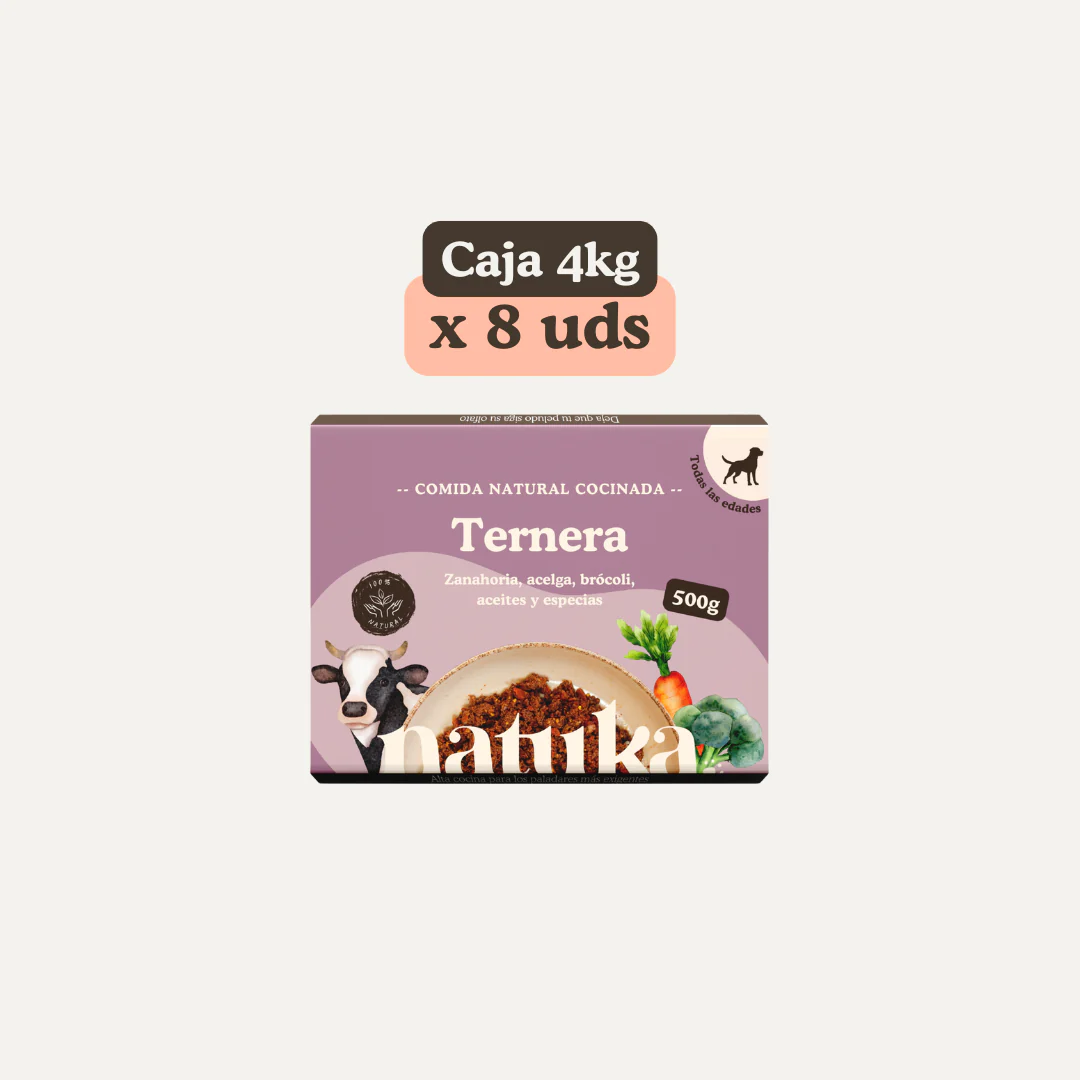 Menú COCINADO de ternera para perros CAJA 4KG (8x500gr)