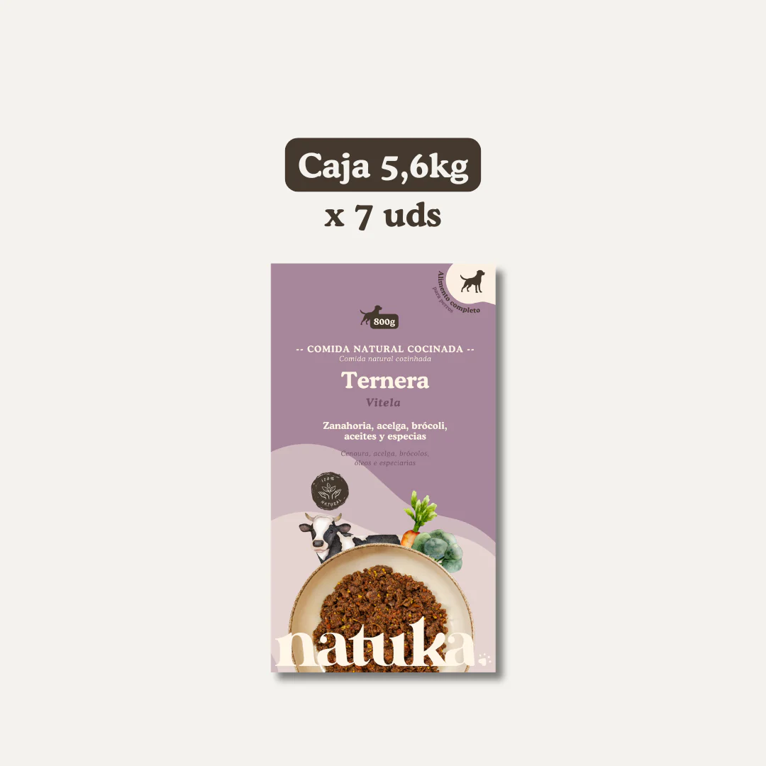 Menú COCINADO de ternera para perros CAJA 5,6KG (7x800gr)